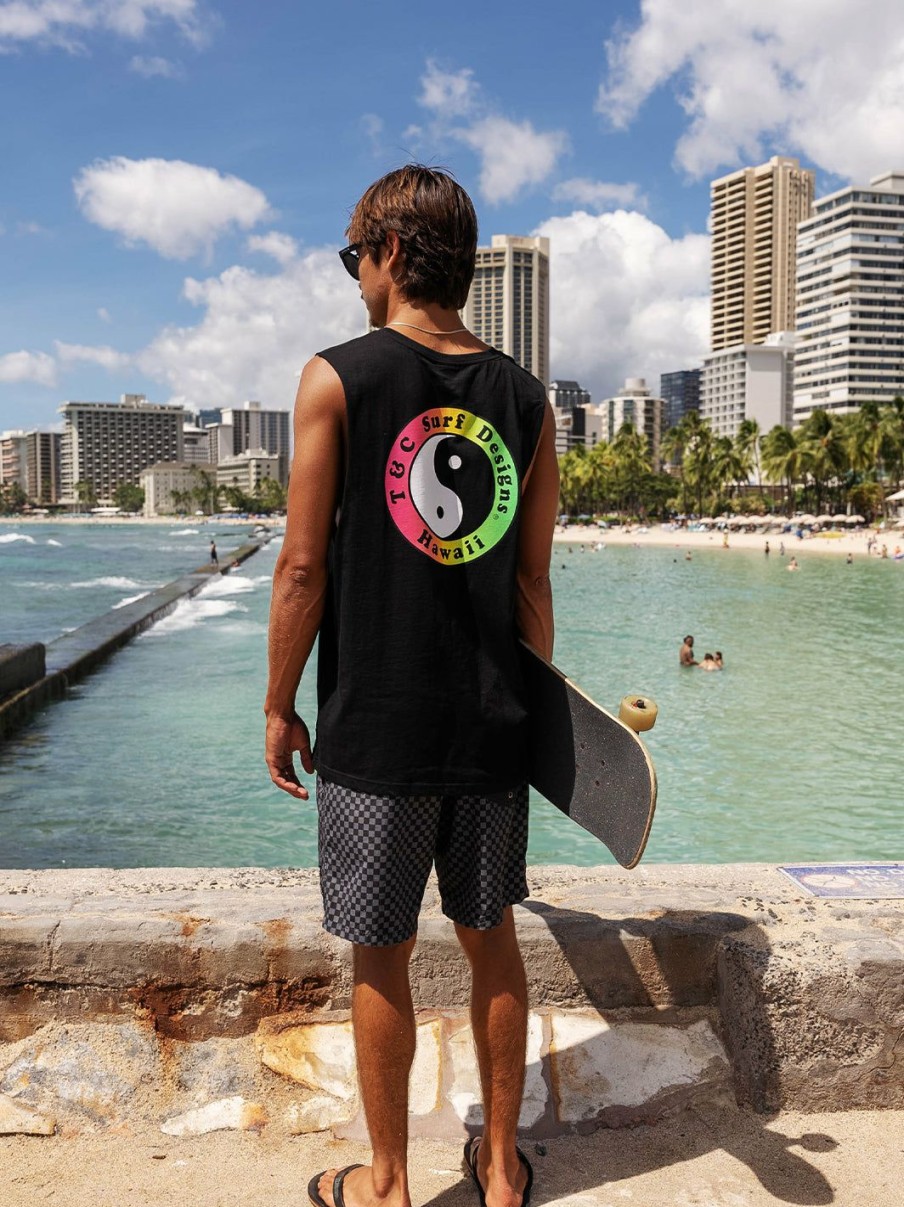 Tanks & Shorts * | T&C Surf Australia Og Logo Muscle Black Fade Tee New