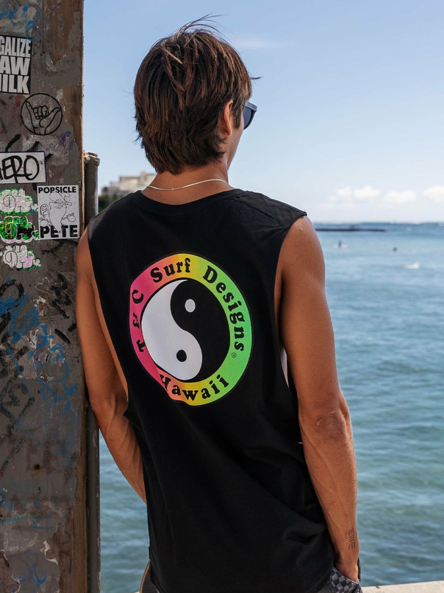 Tanks & Shorts * | T&C Surf Australia Og Logo Muscle Black Fade Tee New