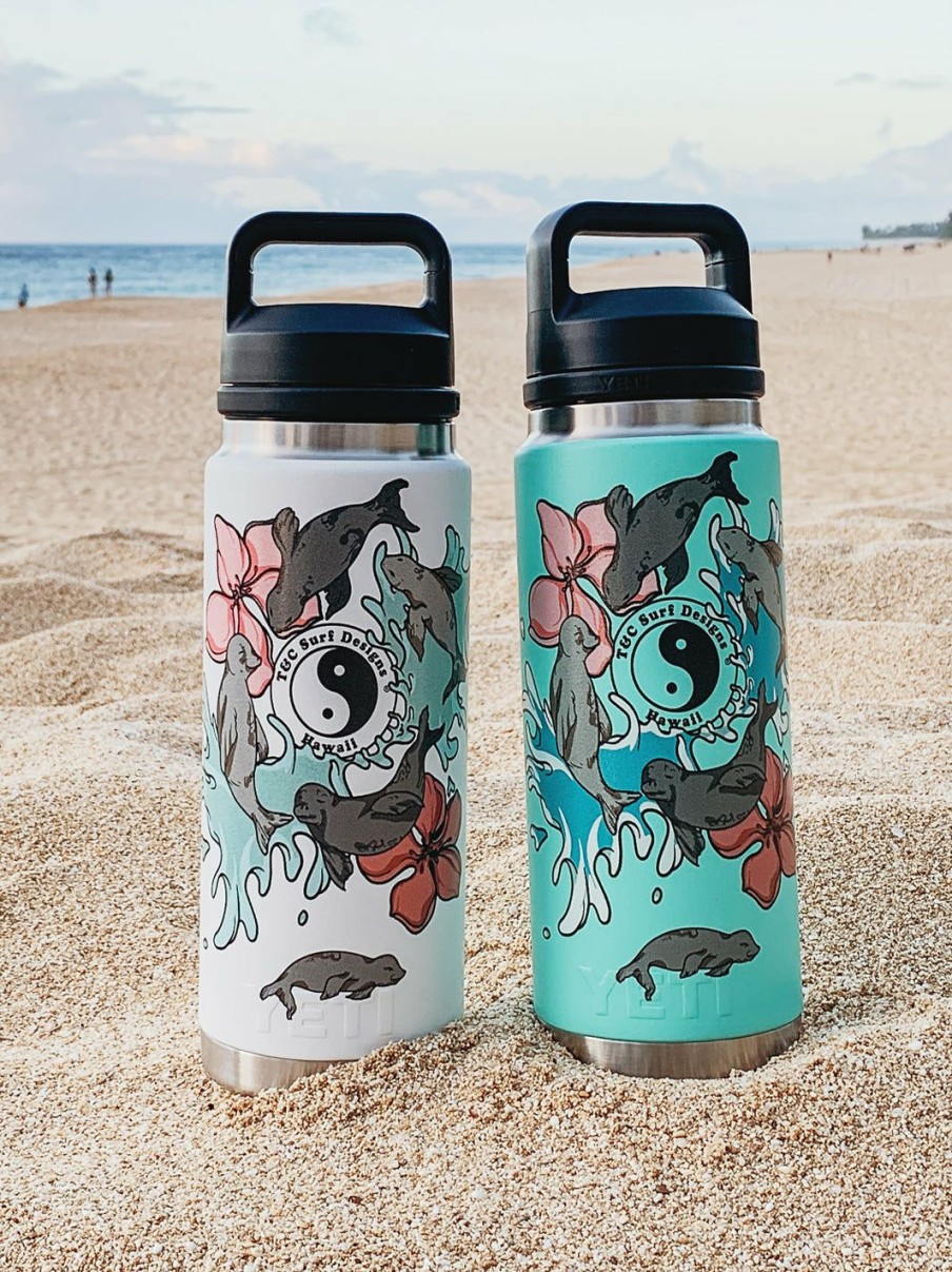 Accessories * | T&C Surf 26 Oz Sea Puppies Rambler Yeti Bottle With Chug Cap Quick Delivery White