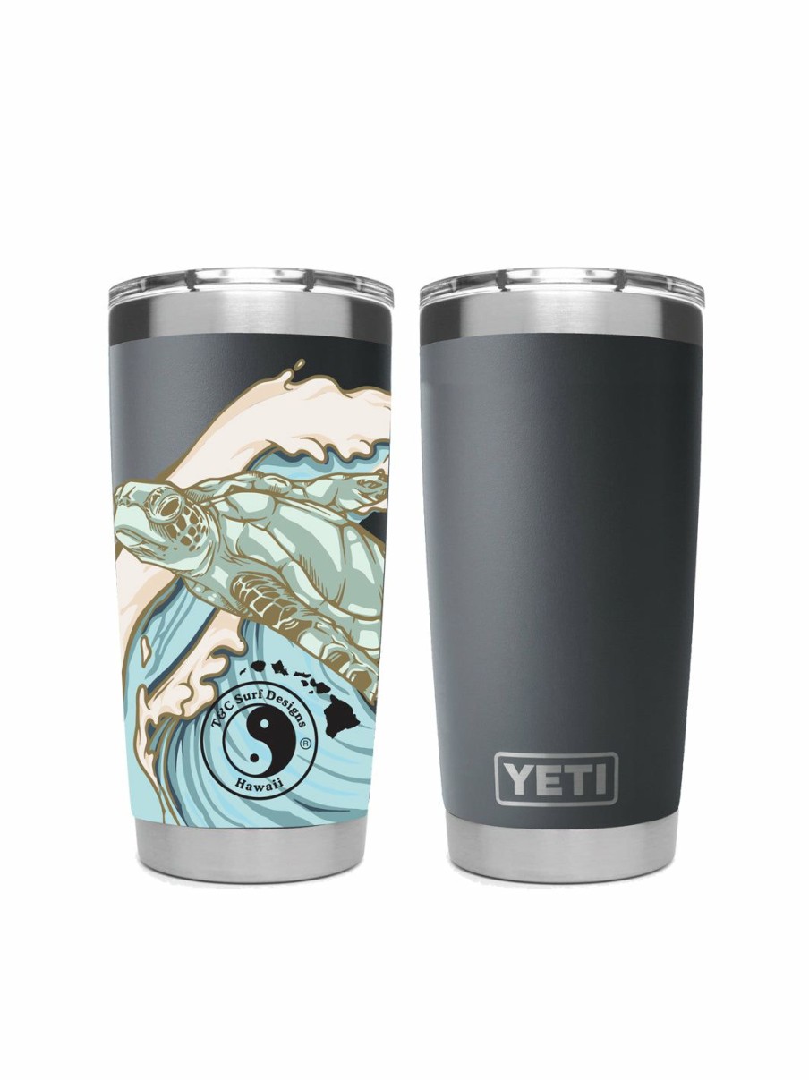 Accessories * | T&C Surf 20 Oz Malama Honu Tumbler Yeti Crazy Deals Charcoal