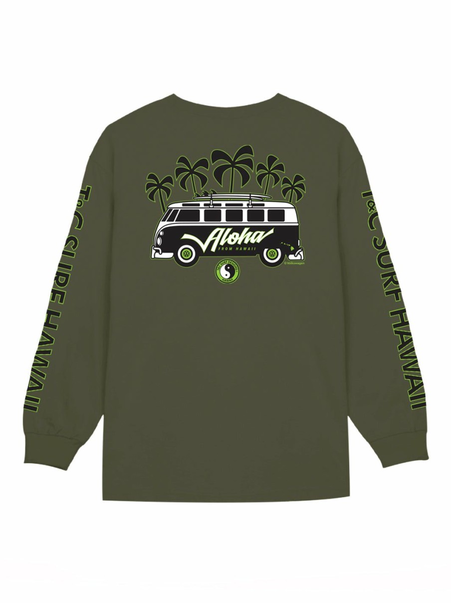 Tees * | T&C Surf Aloha Script Volkswagen Bus Long Sleeve Best Sellers