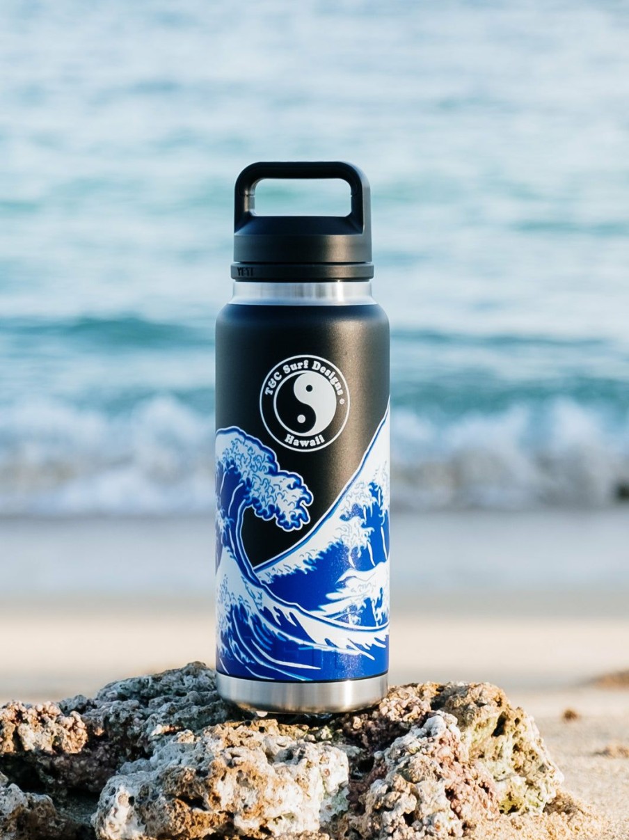 Accessories * | T&C Surf 36 Oz Brush Hokusai Rambler Yeti Bottle With Chug Cap Unique